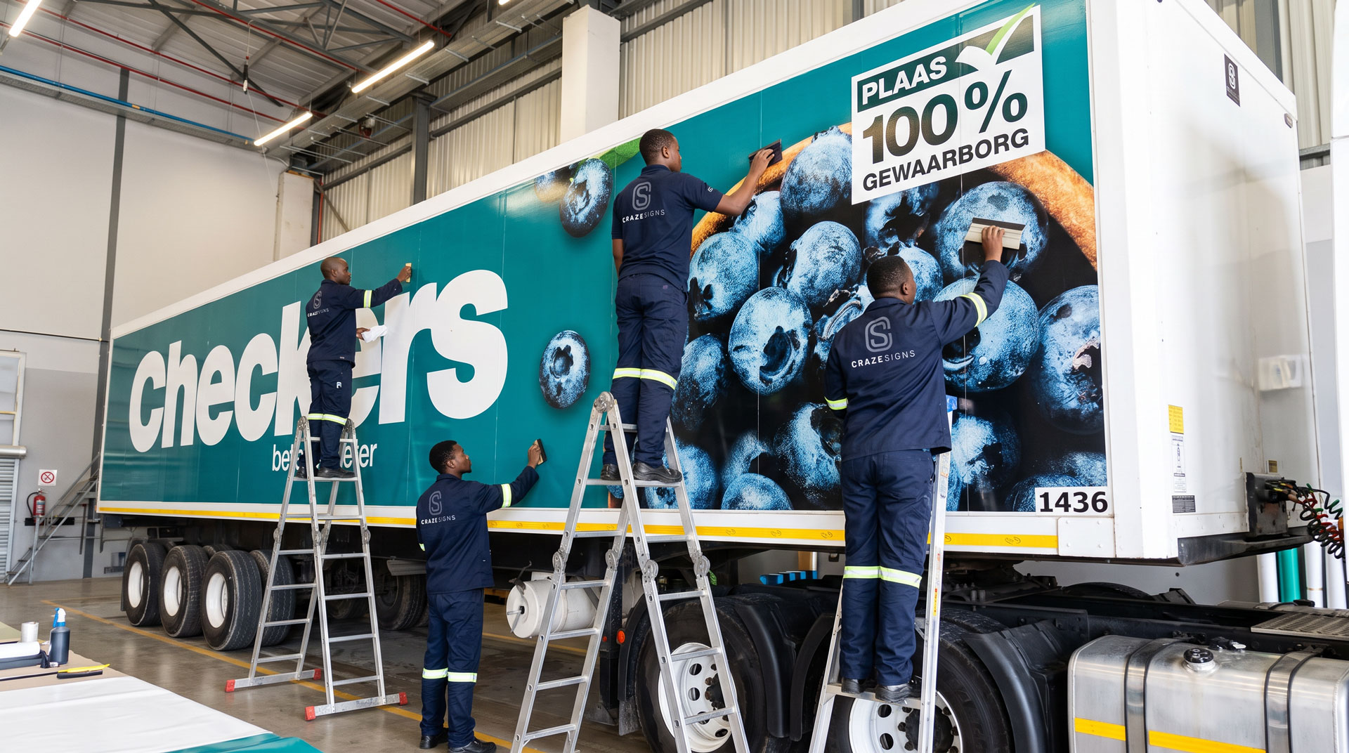 Checkers-branded truck signage installed by Craze Signs