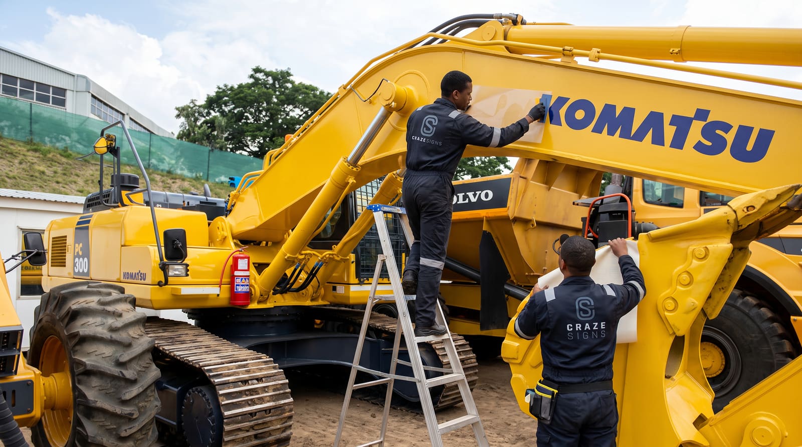 Construction vehicle signage on site