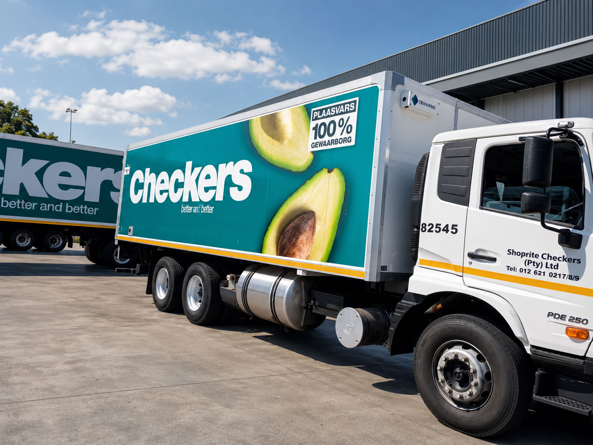 Checkers-branded delivery truck parked at a Craze Signs client site
